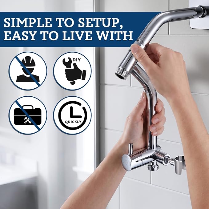 G-Promise 12 Inch All Metal Rain Shower Head with Handheld Spray (Chrome) | Full Body Coverage, Pause Mode Diverter, Power Wash Mode Handheld, Suits Every Height, Easy to Install, Modern Bath Upgrade
