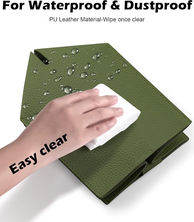 Tissue Box Cover for PU Leather, Modern Simple Solid Color Holder Square Tissue Bag, Ideal for Bathrooms,Office,Car,Nightstand,Outdoor Tent,Dining Table,5"X5"X5", Double Green