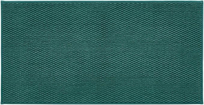 TYUU Bathroom Rugs Non Slip Washable, Super Absorbent Thin Bath Mat Quick Dry Low Pile Bathroom Rug, Dark Green 24"x47"