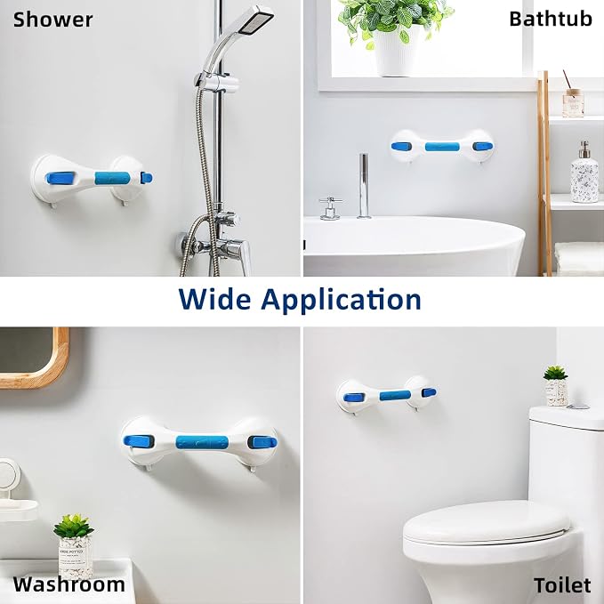 TAILI Grab Bars for Shower,Shower Handles for Elderly Suction,12.2",Blue | Safety for Showers,Bathtubs,Toilet,Elderly&Seniors,Bathroom Grip Bar Heavy Duty Handrails,No Drilling Removable Waterproof,G9