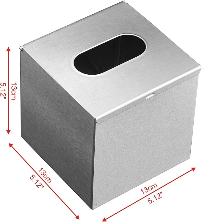 JunSun Square Tissue Box Cover Tissue Box Holder Napkin Holder Tissue Cube Box Decorative Holder For Bathroom Bedroom Office Dresser Nightstand Desk Tabletop 5"X 5" X 5"-Stainless Steel Brushed Nickel