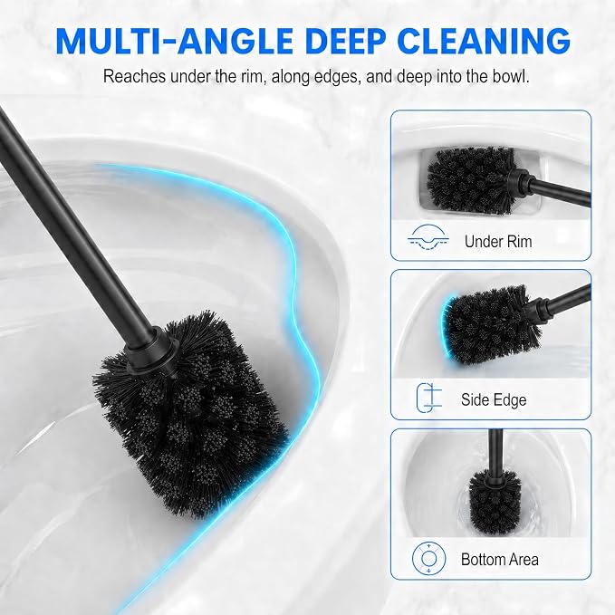 Red Bronze Toilet Brush and Holder Set,Extra Long Handled Toilet Bowl Brush and Holder,Stainless Steel Heavy Duty Toilet Brush for Bathroom,Deep Cleaning Modern Toilet Cleaner Slip Base