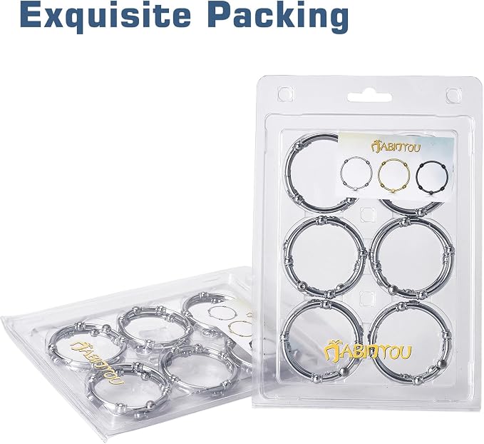 Shower Curtain Hooks, Rust Proof Metal Decorative Shower Rings for Bathroom, Glide Smoothly on Shower Curtain Rod, 12 Pcs Chrome