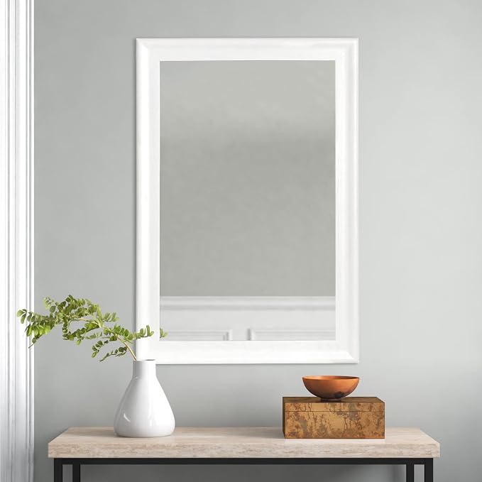 Tanmicoshomy White Framed Bathroom Mirror 20x30 Inch for Wall | 3mm Tempered Glass,Rectangle Mirrors for Over Sink,Living Room,Hallway Decor