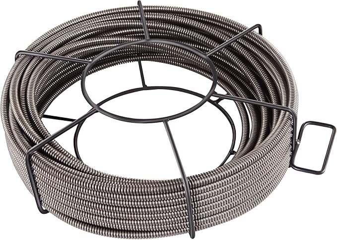 VEVOR Drain Cleaning Cable 100 ft x 1/2 inch Solid Core Cable Sewer Cable, Drain Auger Cable Cleaner, Snake Clog Pipe Drain Cleaning Cable W/Four Shapes of Cutters