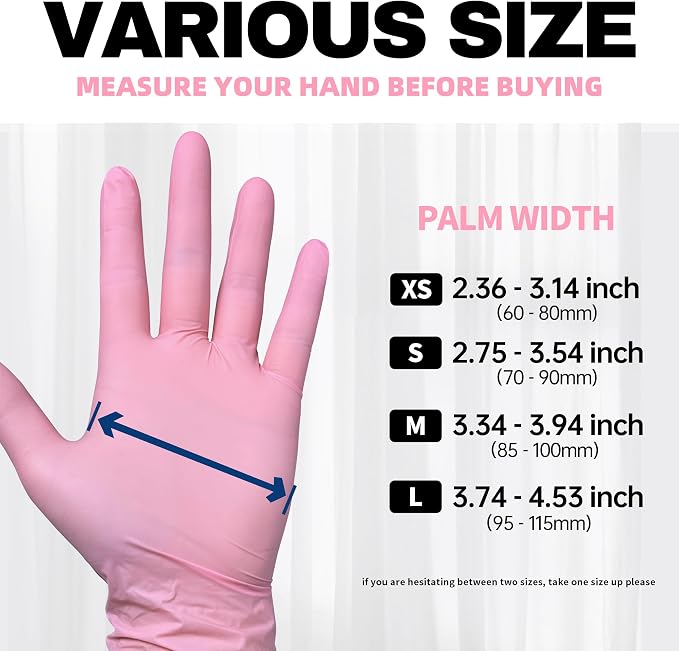 Medical Nitrile Exam Gloves Disposable Powder-Free, 4 Mil 100 Count | Super Soft •Powder-Free •Latex-Free •Examination •Cooking •Cleaning •Food Prep •Esthetician •100 Ct • Rose Quartz