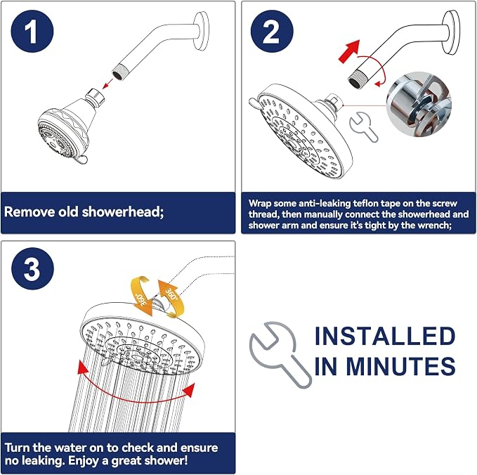 HOPOPRO 5-Mode High Pressure Shower Head - The Washington Post, NBC News, Today TV Show Recommended - High Flow Fixed Showerheads (6 Inch Brushed Nickel) | The Washington Post, NBC News, Today Recommended, Consumer Reports Tested High Flow Fixed Shower...