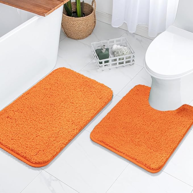 MIULEE Fall Orange Large Bathroom Rugs Soft Microfiber Bath Mat 24x36 Inch | Absorbent, Non Slip, Quick Dry, Fluffy Bath Rugs for Bathroom Floor Tub Showers, Machine Washable