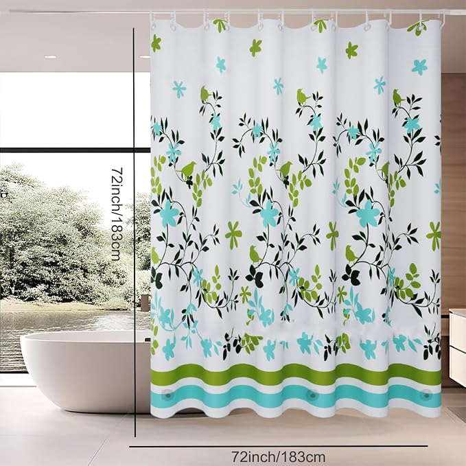TIKABC Shower Curtain Liner, 4G PEVA Shower Liner, Plastic Waterproof Shower Curtains, 72x72 inch with Grommet Holes 3 Magnetic Weights