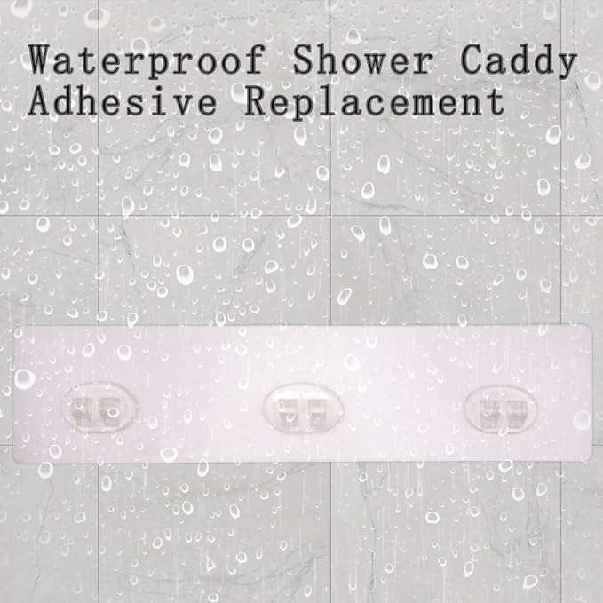 2 Pack Shower Caddy Adhesive for Replacement, Strong Transparent Adhesive for Shower Caddy Sticky Pads, No Drilling for Corner Shelf Basket, Bathroom Storage Shelves, Kitchen Racks and Soap Holder