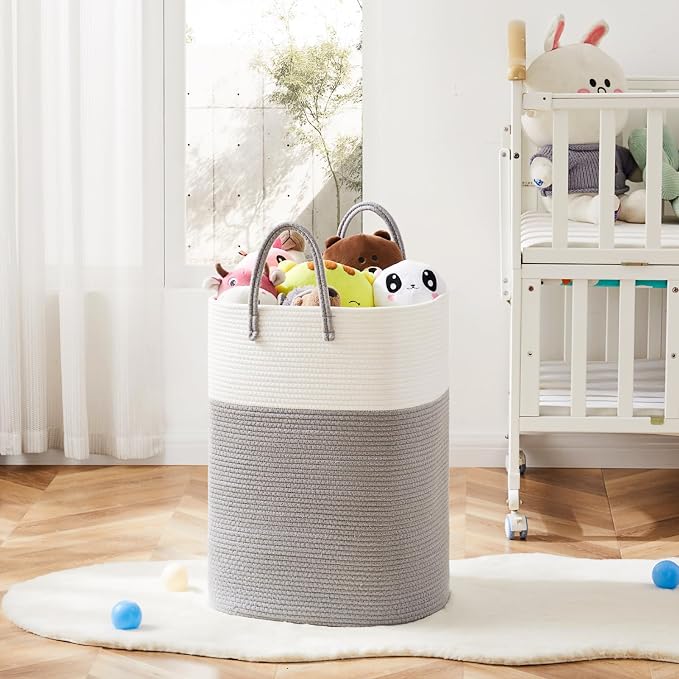 Artfeel Laundry Basket,Woven Cotton Rope Laundry Hamper,40L Versatile Storage for Dirty Clothes,Baby Toys,and Blankets in Bathroom, Nursery,and Living Room