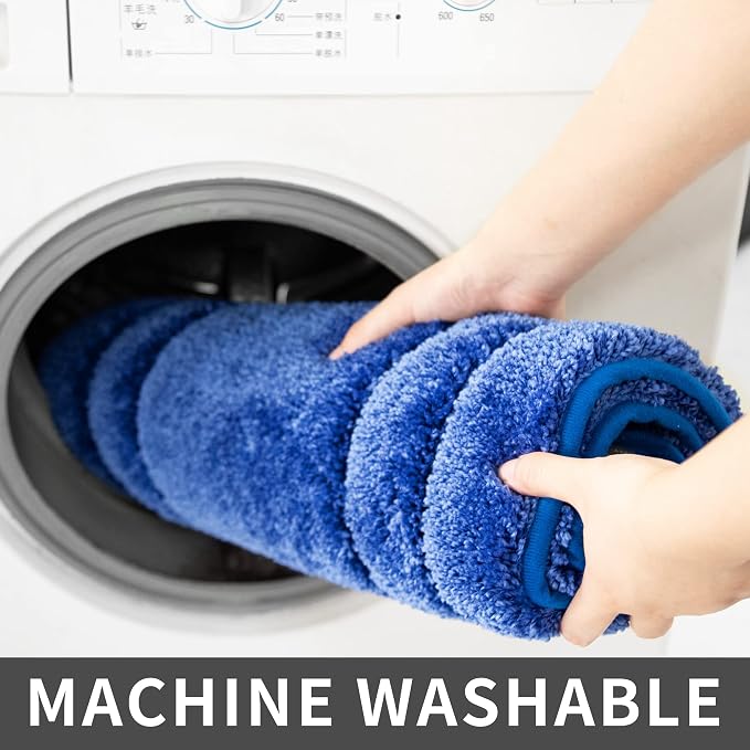 COSY HOMEER Non-Slip Bath Mats Extra Thick Absorbent Plush Washable | 20"x32"+24"x48" Blue Non-Slip Extra Thick Plush Absorbent Machine Washable Bath Mats Bathroom Rugs Floor Tub Shower