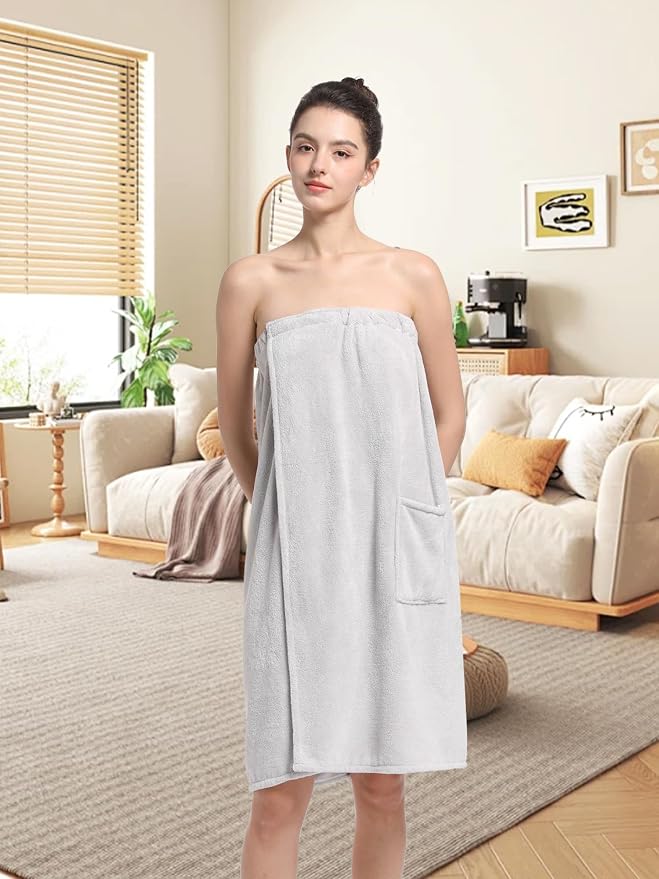 Women'S Soft Wrap Towel Full Length,Bath Robe After Shower Female Plush Long,Spa Bathrobes Lightweight With Pockets