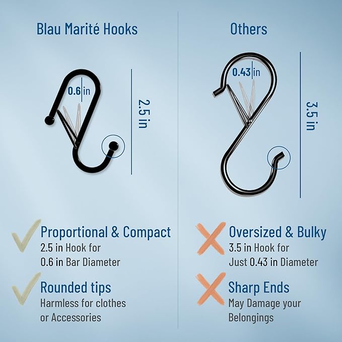 10-Pack Metal S Hooks for Hanging β Heavy-Duty S-Shaped Hooks with Safety Buckle β Fits Bars up to 0.6 in β Anti-Drop Hooks for Kitchen, Pot Racks & Towel Bars β Gold (Small)