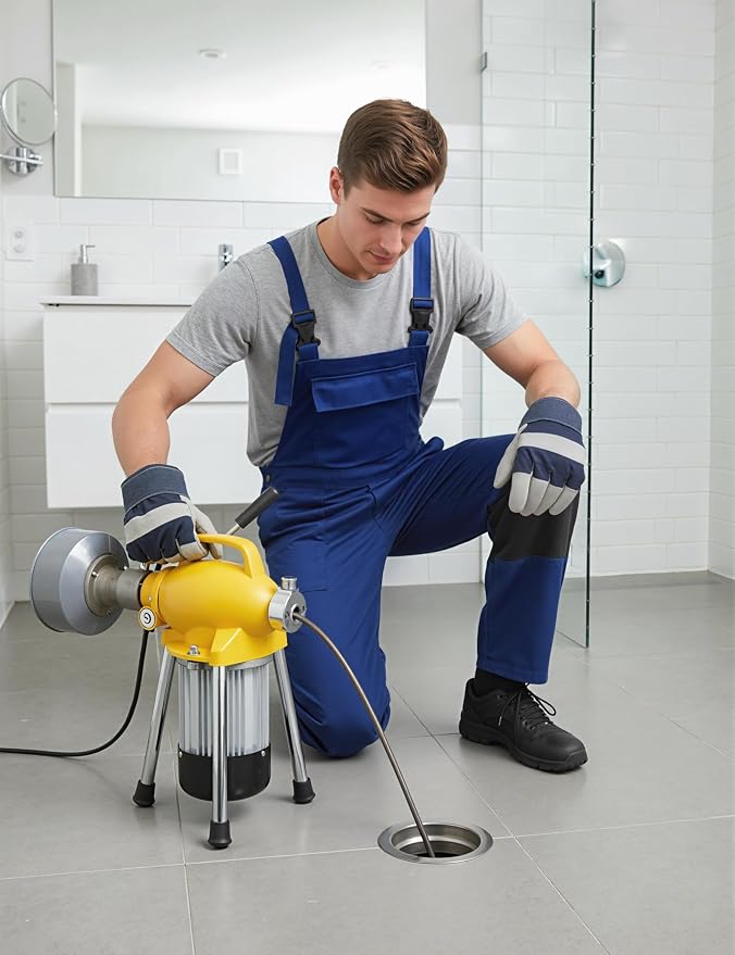 500W 400 RPM Auto Feed Electric Drain Cleaner Machine (66FT x 5/8" + 16FT x 3/8", Yellow and Sliver) | Portable Drain Cleaning Auger Sewer Snake with 66 ft x 5/8" & 16 ft x 3/5" Steel Cables & 6 Cutters, for 1.6"-4" Pipes