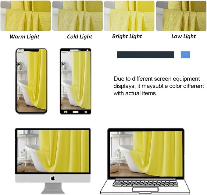 Lemon Stall Shower Curtain for Bathroom, 3D Embossed Textured Fabric Small Shower Curtain for Narrow Stall Size, Machine Washable Water Resistance, Hotel Style, 36" W x 72" L, Lemon
