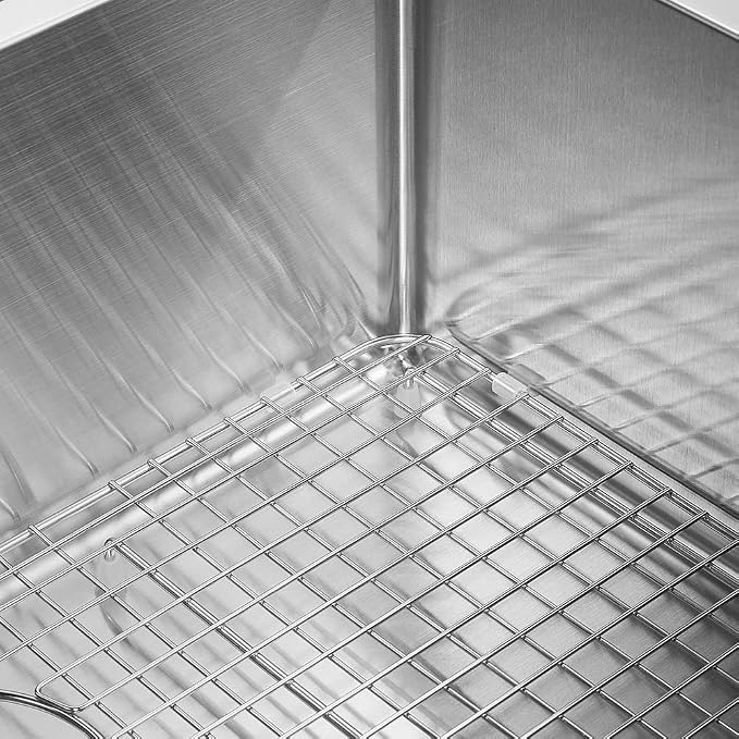 27 in. x 14 in. Side Drain Sink Protector with Supersoft Silicone Feet in 304 Grade Stainless Steel
