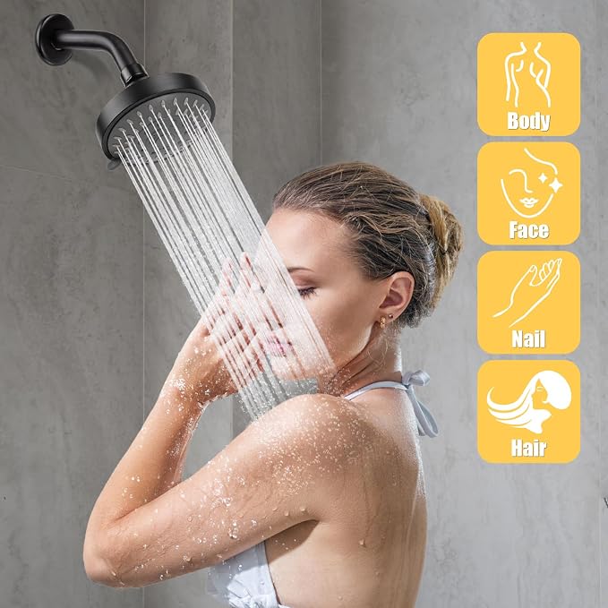 AISOSO High Pressure Rain Shower Head 2PCS 5 Modes 4.1" Oil Rubbed Bronze | Low Water Pressure Compatible, Powerful Spray Fixed Showerhead for a Relaxing Indoor & Outdoor Shower
