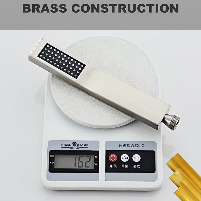 Handheld Shower Head,High Pressure Brushed Nickel Shower Head,Water Saving Detachable Shower Wand with Solid Brass Body and 5 ft Flexible Hose, Easy to Clean and Durable