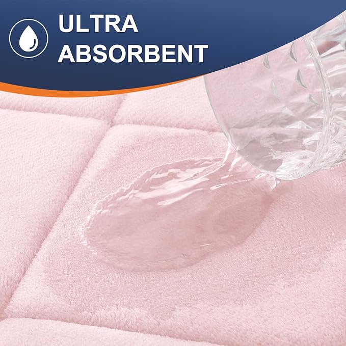 OLANLY Memory Foam Bath Mat 36x24, Ultra Soft and Absorbent Bathroom Rugs | Pink, Quick Dry, Machine Washable Shower Bath Rugs, Comfortable Bath Carpet for Bathroom Floor, Tub and Shower