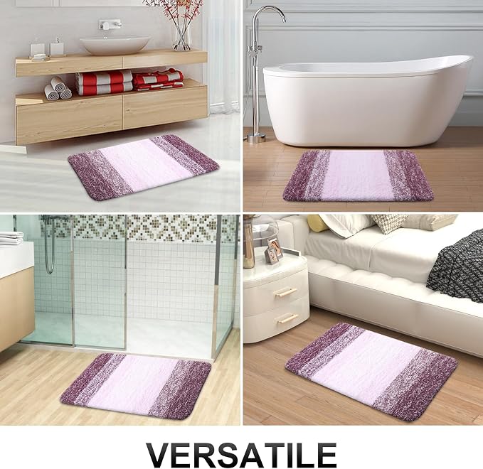 OLANLY Bathroom Runner Rug 44x24, Extra Soft Absorbent Microfiber Bath Rugs | Mauve, Non-Slip Quick-Drying Rubber Backing, Machine Washable Long Bath Mat for Floor, Tub and Shower, Home Decor Accessories