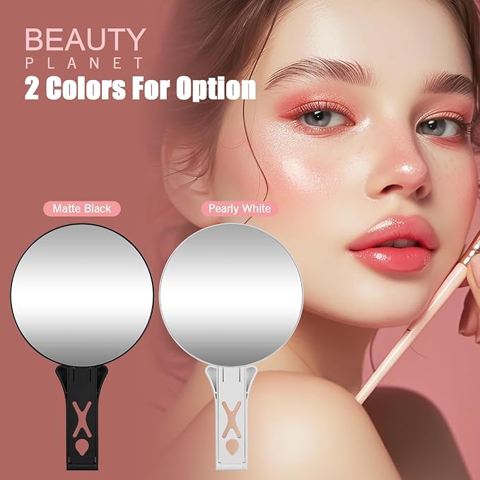 Magnifying Mirror 40X/5X Double Sided Hand Mirror, Precision Makeup at 40X Magnification & Overall View at 5X,Travel Handheld Magnified Makeup Mirror with Handle & Table Stand, Vanity Cosmetic Mirror