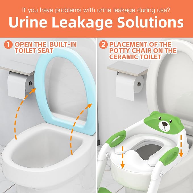 Potty Training Toilet for Toddlers, 2-in-1 Potty Training seat, Anti-Slip | SKYROKU, Fits Round & Elongated Toilets, 6 Heights, Splash Guard, Foldable, Holds 200+ lbs, Step Stool, Dishwasher Cushion