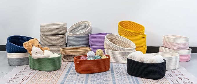 CubesLand Cube Shelf Storage Baskets for Organizing | Woven Closet Bins Shelves Toy Basket Box Nursery Baby 2 Packs Organization Off White/Light Gray
