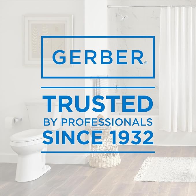 Gerber Elongated Toilet Seat with Cover, Standard Close, Quick & Easy Install, Heavy-Duty Plastic, Adjustable Fit for Standard Elongated Toilets, Durable & Fade-Resistant, White G0099216