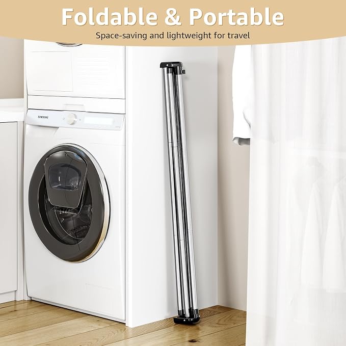 TOOLF 55" Stainless Steel Collapsible Clothes Drying Rack | Foldable Drying Rack Clothing, Indoor Outdoor Use with Travel Friendly Design, Collapsible for Home, Camping, Theater, RV Use