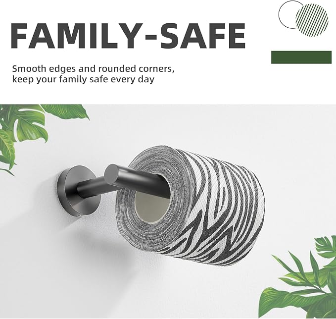 Toilet Paper Holder for Restroom, Gunmetal Gray, Wall Mounted | 304 Stainless Steel, Rustproof Tissue Holder for Bathroom, Powder Room, Stable Drilling Mounted, Space-saving Paper Storage