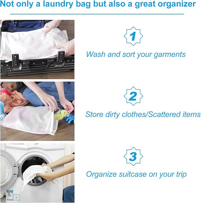GOGOODA 3 Pack Delicates Laundry Bags, Fine Mesh Wash Bag with Hanging Loop | 3 Small for Lingerie, Underwear, Bra, Silk, Socks, Mask, Baby Diapers