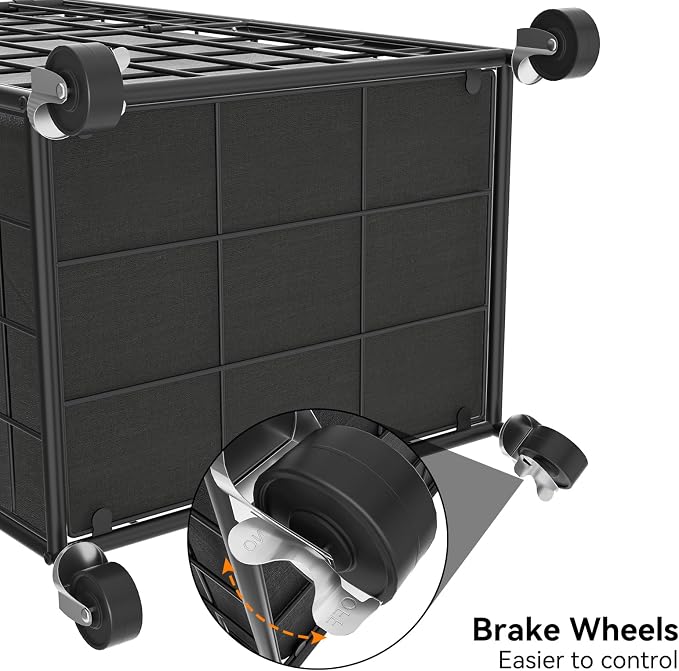 WOWLIVE Rolling Laundry Basket, Metal Wire Frame Laundry Hamper with Wheels | Hamper with Removable Bag, 100L Dirty Clothes Hamper Organizer Dorm Room Storage for Bedroom, Bathroom, Black
