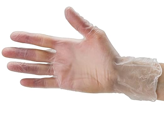 CARE PLUS Vinyl Gloves Clear Large, Disposable Latex Free, 200 Count | Powder free exam grade protection for food service, salons & housekeeping; ambidextrous, tear resistant, comfortable fit