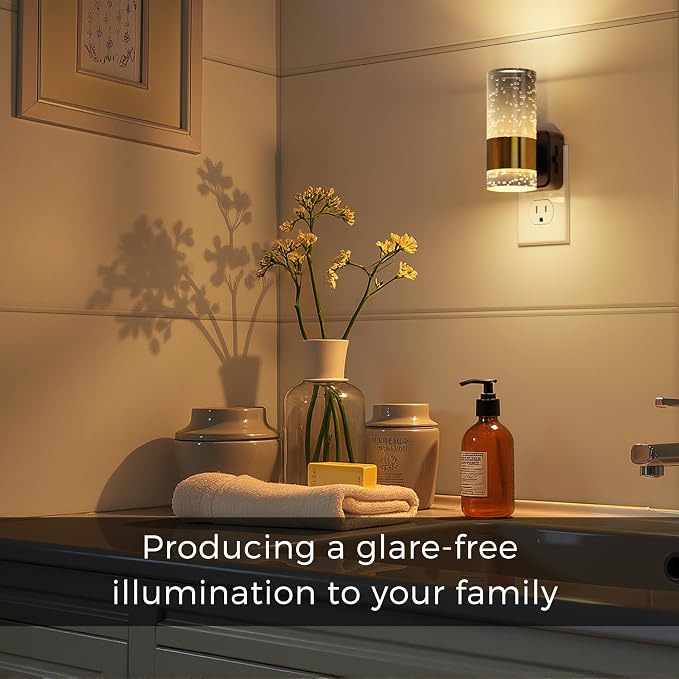 L LOHAS LED Night Lights Plug into Wall, 3000K Acrylic Night Light | Dimmable Nightlight with 0-100 LM Adjustable Brightness, Plug in Night Light with Dusk to Dawn Sensor, for Bathroom Hallway