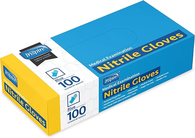 Inspire Black Nitrile Disposable Gloves | 4.5 Nitrile Disposable Safety Medical Cooking Cleaning Gloves