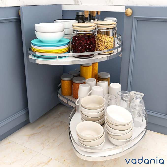 VADANIA Blind Corner Pull Out Organizer, 36" Right Swing Cabinet | 2-Tier Swing Tray, Soft Close, Right Hand Open, Space Saving Blind Corner Cabinet Design