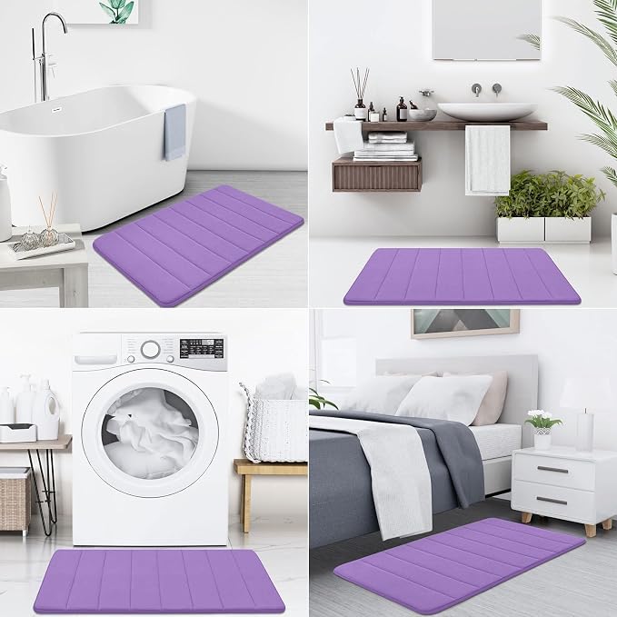 Buganda Memory Foam Bath Mat 70 x 24, Ultra Soft Absorbent Bathroom Rugs | Lavender, Machine Washable Quick Dry Bath Mats for Bathroom Floor, Shower and Tub, Home Decor Accessories