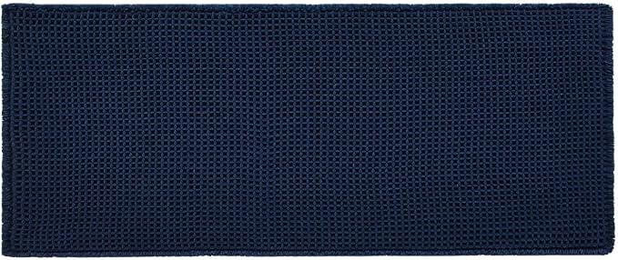 Triohero Waffle Bath Mat, Boho Bathroom Rugs Non Slip Washable, Ultra Soft Super Absorbent Quick Dry Farmhouse Bathroom Decor, 24" x 48", Navy Blue