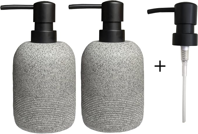 2pcs/Set Grey Soap Lotion Dispenser with A Spare Pump,Liquid Hand Soap Dispenser Sets for Bathroom Countertop, Soap Dispenser for Kitchen.