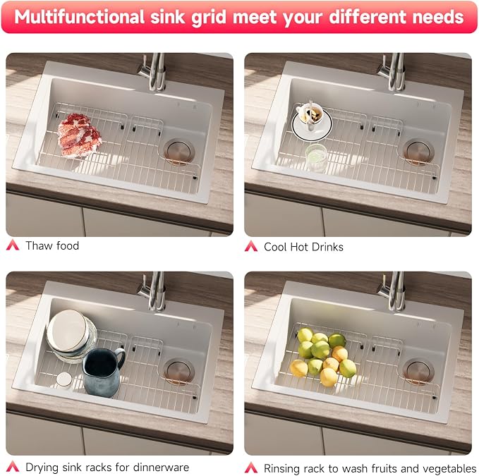 Stainless Steel Sink Protectors for Kitchen Sink, 14.5" x 23.2" | Sink Protectors for Kitchen Sink for Kohler Whitehaven K-6486 &K-6487, Easy to Clean, Rust Resistant, Anti-clogging
