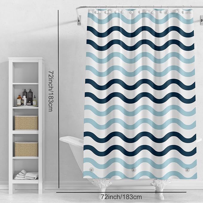 TIKABC Shower Curtain Liner, 4G PEVA Shower Liner, Plastic Waterproof Shower Curtains, 72x72 inch with Grommet Holes 3 Magnetic Weights