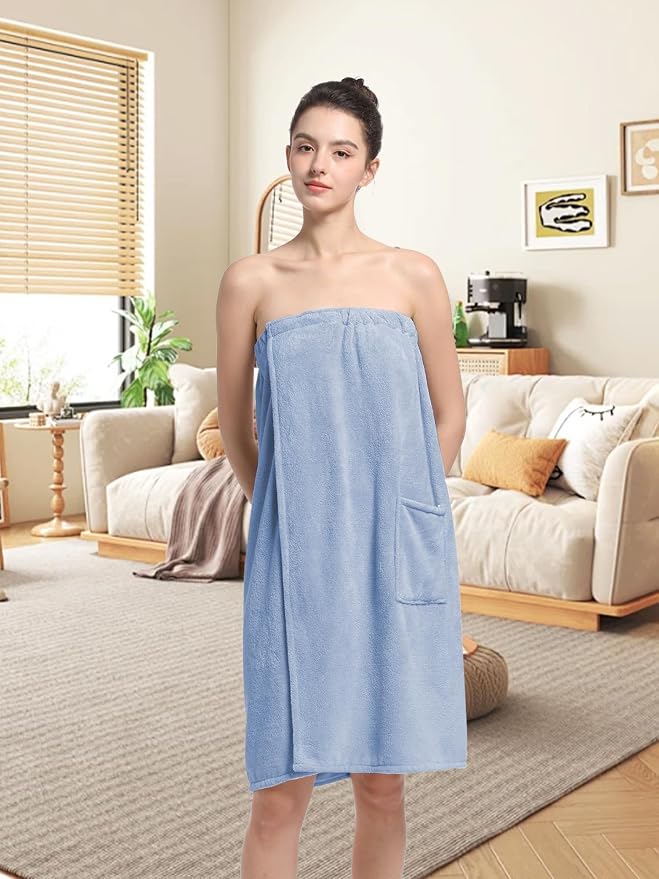 Women'S Soft Wrap Towel Full Length,Bath Robe After Shower Female Plush Long,Spa Bathrobes Lightweight With Pockets