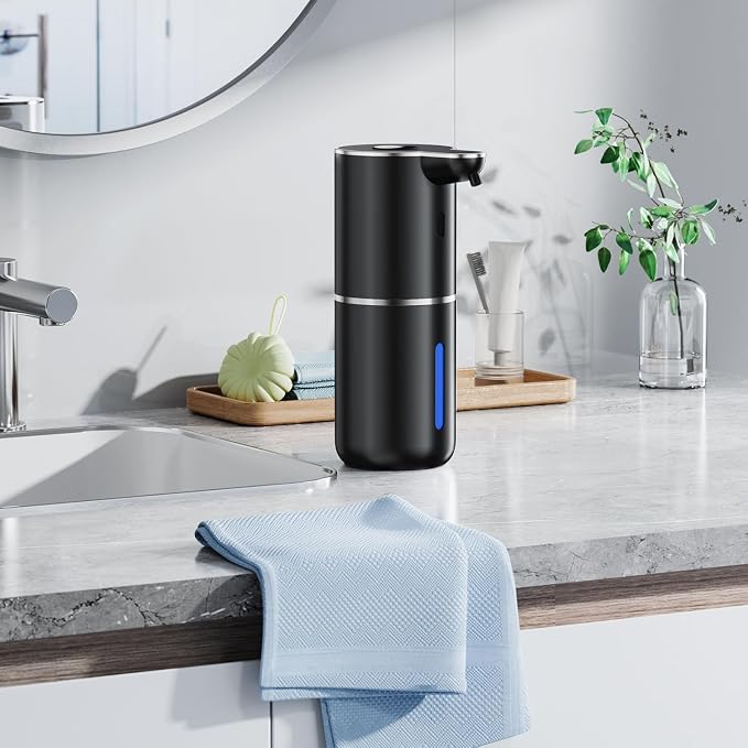 Automatic Foaming Soap Dispenser Touchless, Rechargeable Electric Hand & Dish Soap Dispenser for Bathroom and Kitchen - Smart Digital Display, 6 Adjustable Level, 380ml, Wall Mounted, IPX5