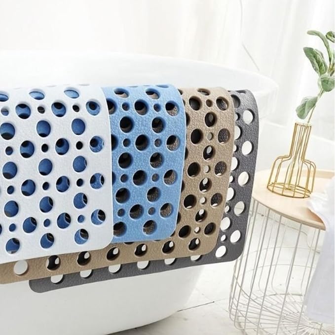 Casa and Beyond Shower Mat, Bathtub Mat Non Slip with Suction Cups and Drain Holes, Easy to Clean Soft Machine Washable, Shower Mats for Inside Shower Easy Dry&Cut (Pink,21" x 21"(Rectangular))