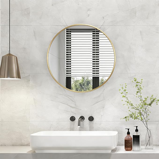 NEWBULIG Bathroom Mirror, Wall Mirror with Aluminum Alloy Thin Frame, Bathroom Mirrors for Over Sink, Bedroom, Living Room, Entryway
