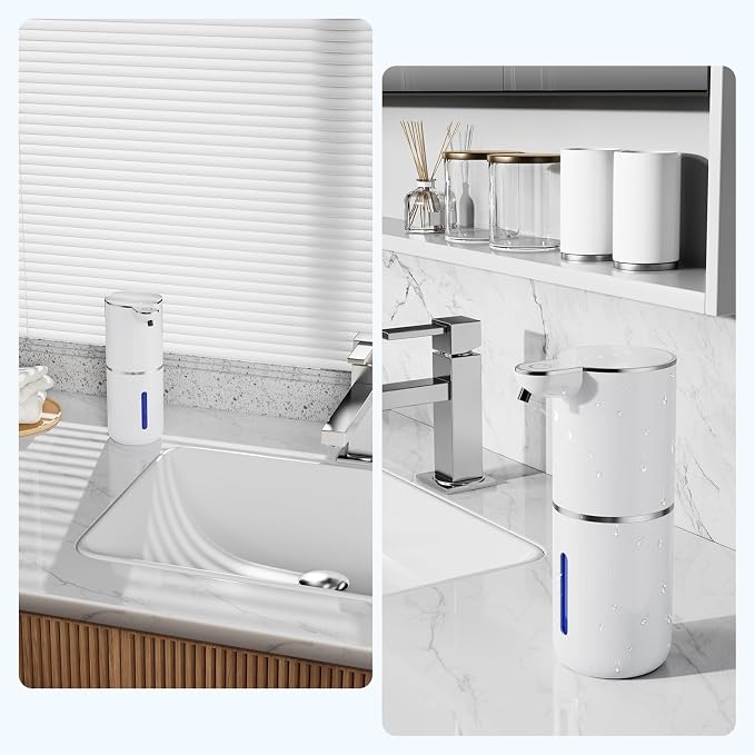 Fantictas Automatic Foaming Soap Dispenser Touchless, 4 Adjustable Levels | Foam Soap Dispenser 380ML, USB Charging Wall Mount for Kitchen & Bathroom, IPX5 Waterproof
