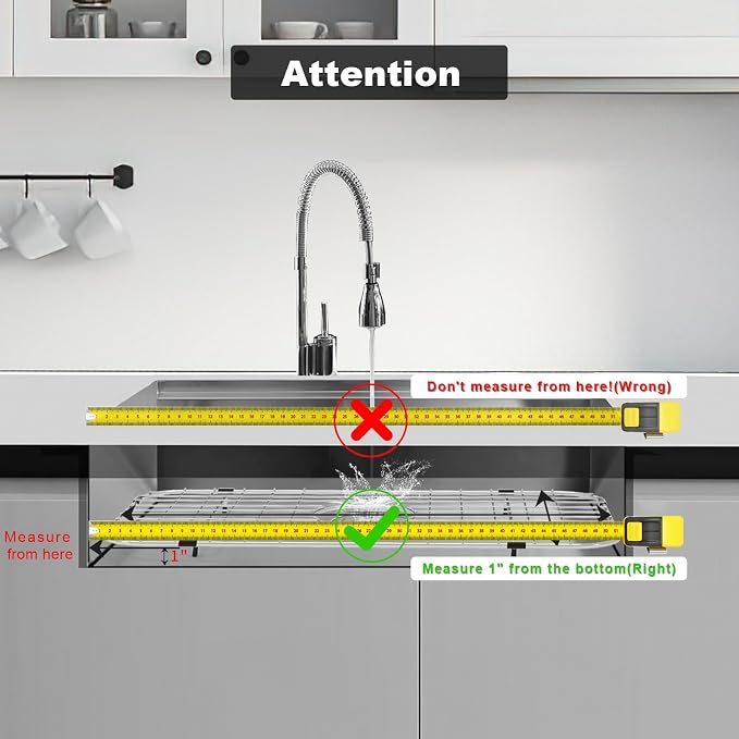 Sink Bottom Grid 24-1/8" x 12-5/8", Centered Drain with Corner Radius 1-1/2", Sink Protector with Rear Drain for Single Sink Bowl