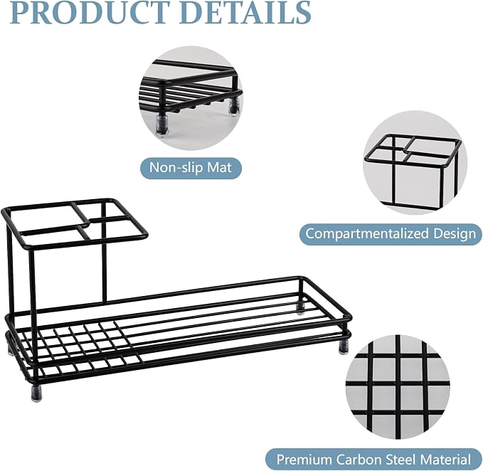 Toothbrush Holders Toothpaste Organizer Bathroom Accessories, Black | Carbon Steel, 4 Slots, Easy to Clean, Electric Toothbrush Storage, for Countertop, Shower, Sink