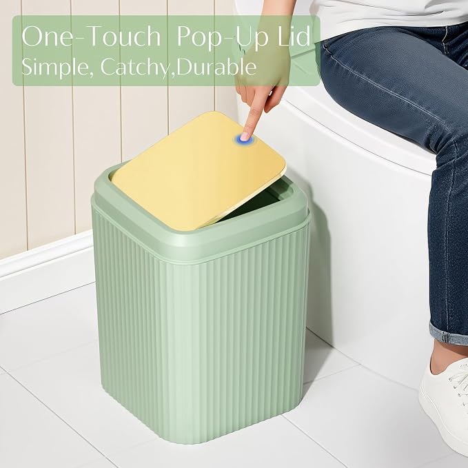 17PCS Bathroom Accessories Set, Green Bathroom Set Bathroom Accessories Set with Trash Can, Toilet Brush, Toothbrush Holder, Qtip Holder & 3PCS Soap Dispenser